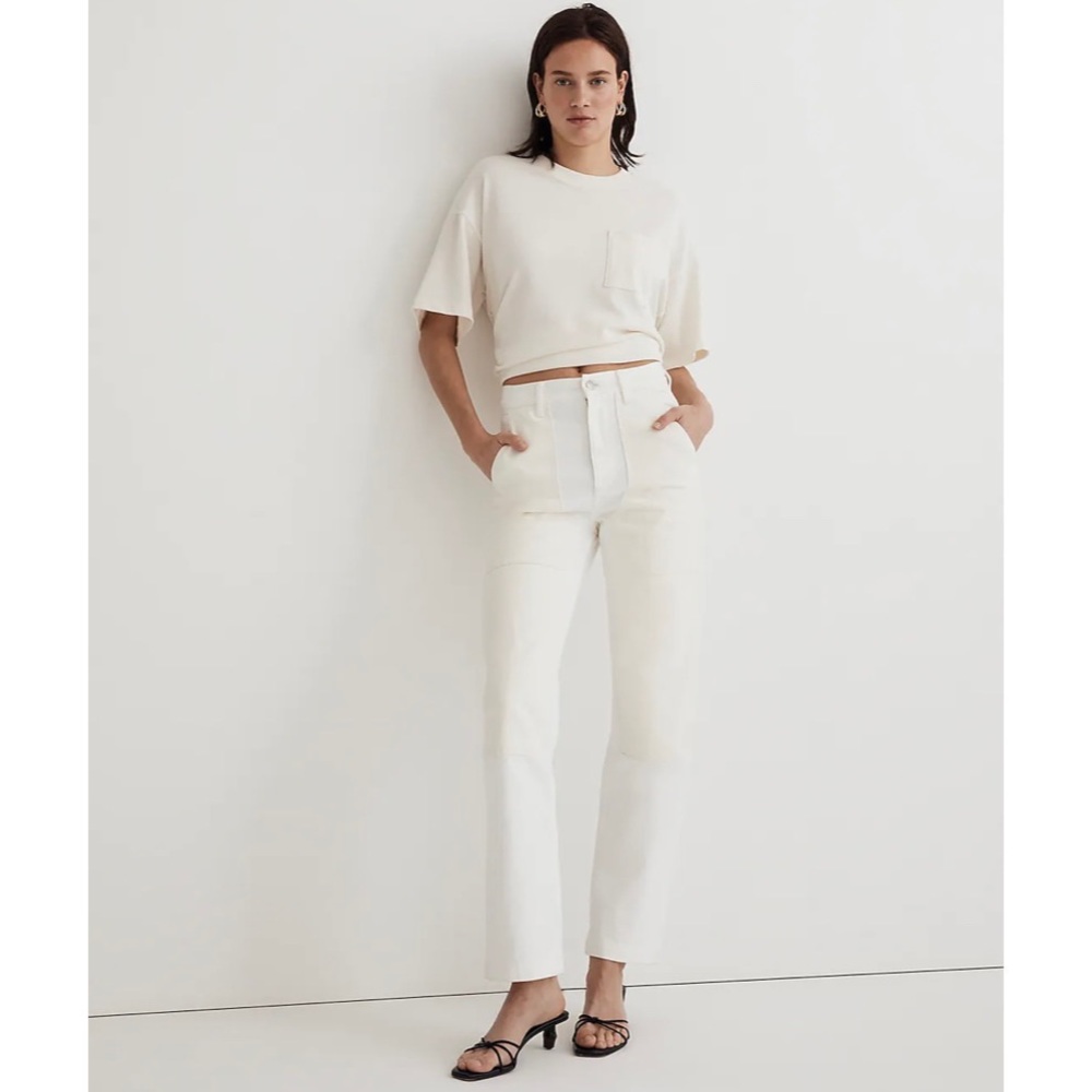 NWT Madewell '90s Straight Jean Two-Tone Workwear Tile White Vintage Canvas